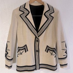 Cream and Black Virgin Wool Skirt Suit